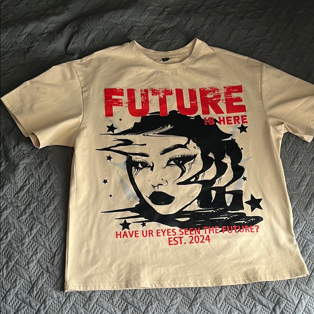 Graphic Tee with Red and Black Design